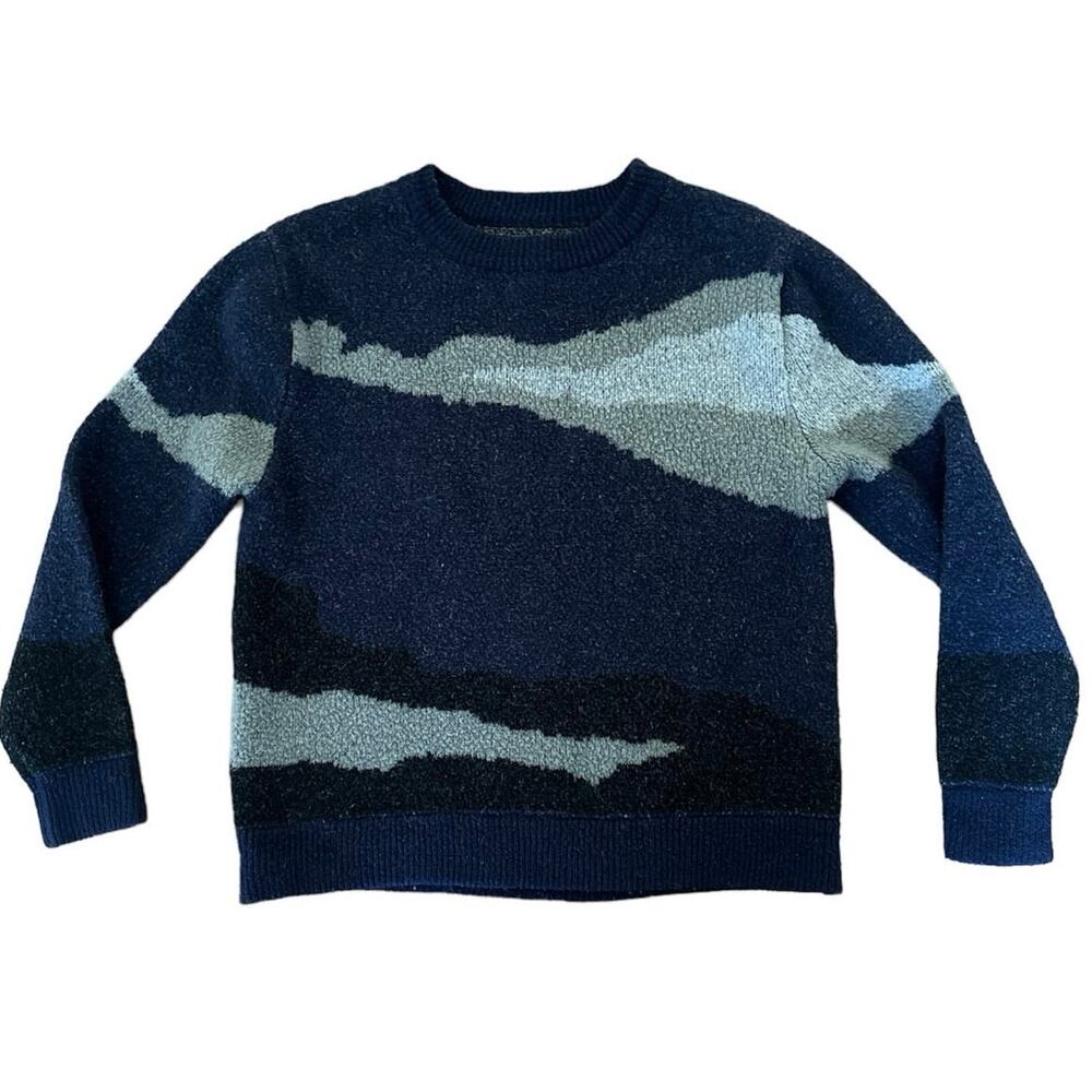 OAK + FORT Intarsia oversized sweater in blue & gray fall winter size XS